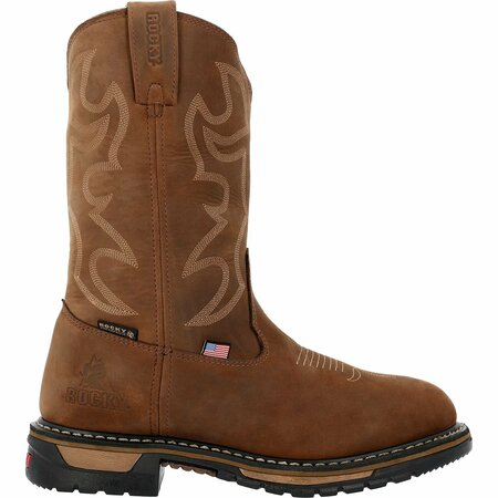 Rocky Original Ride USA Steel Toe Western Boot, BROWN, M, Size 8.5 RKW0419